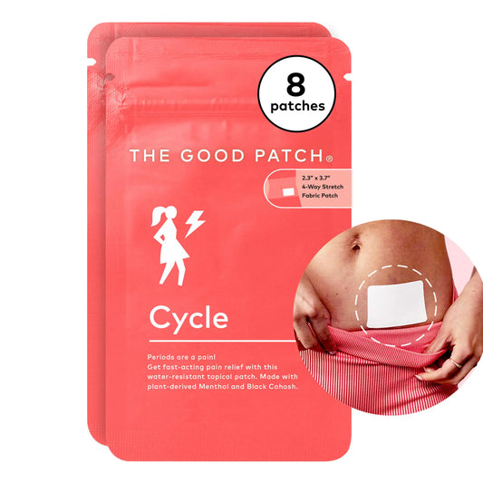 The Good Patch Cycle Period Pain Patch for Cramps Natural Patch with Menthol Black Cohosh Plant Powered Wearable Wellness Pain Relief Large Sized (8 Total Patches)